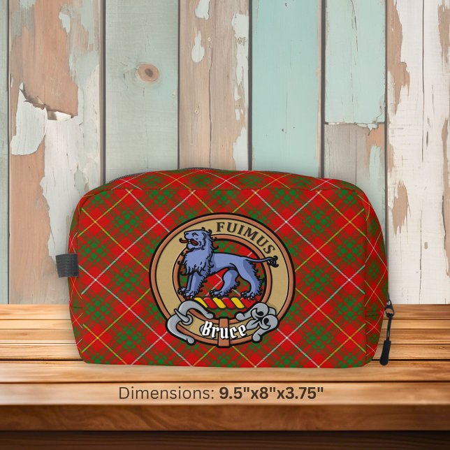 Clan Bruce-Wappen über Tartan Waschbeutel (Von Creator hochgeladen)