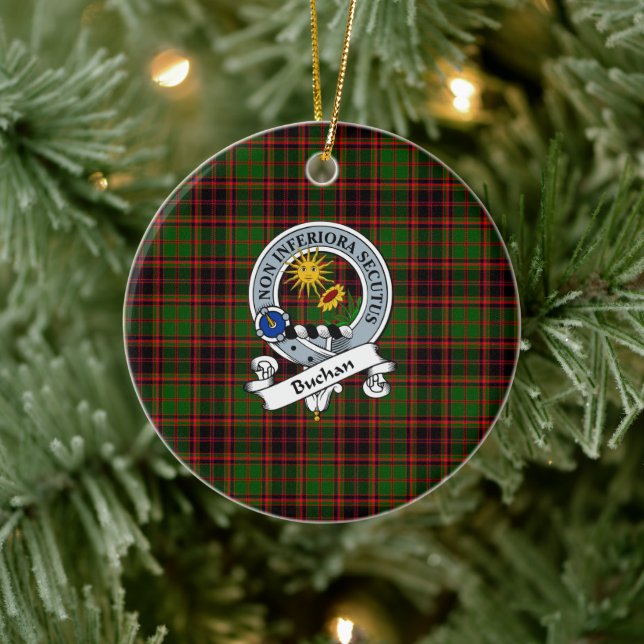 Clan Buchan Modern Abzeichen Tartan Kariert Keramik Ornament (Baum)