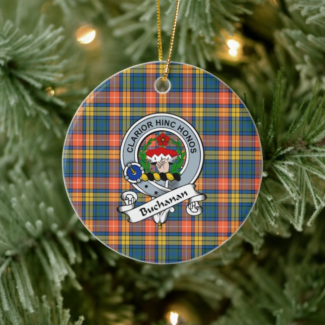 Clan Buchanan Ancient Abzeichen Tartan Kariert Keramik Ornament (Baum)