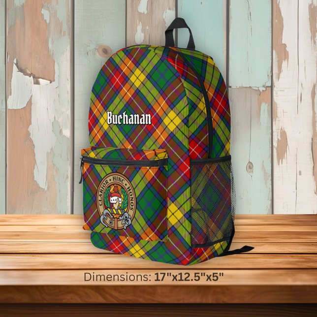 Clan Buchanan Crest over Tartan Bedruckter Rucksack (Von Creator hochgeladen)