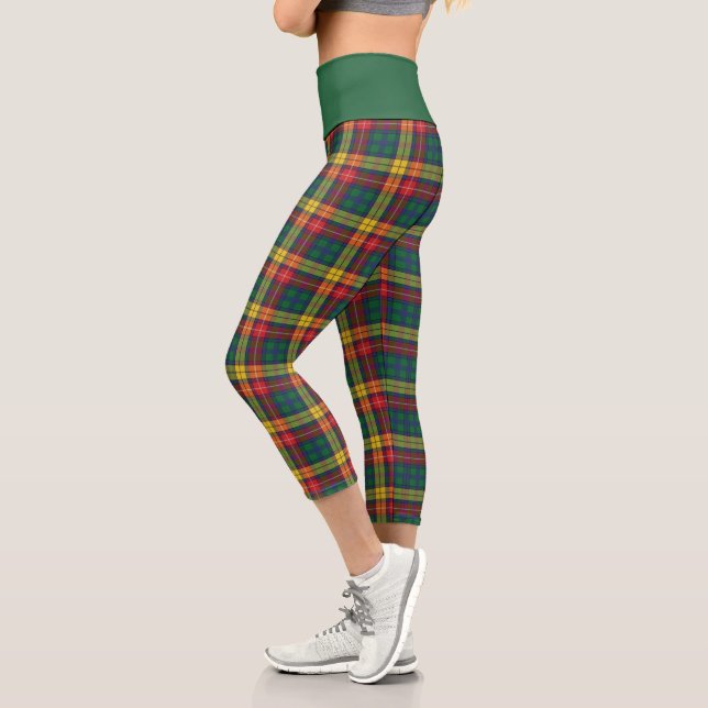 Clan Buchanan Kariert Red Green Yellow Capri Leggings (Links)