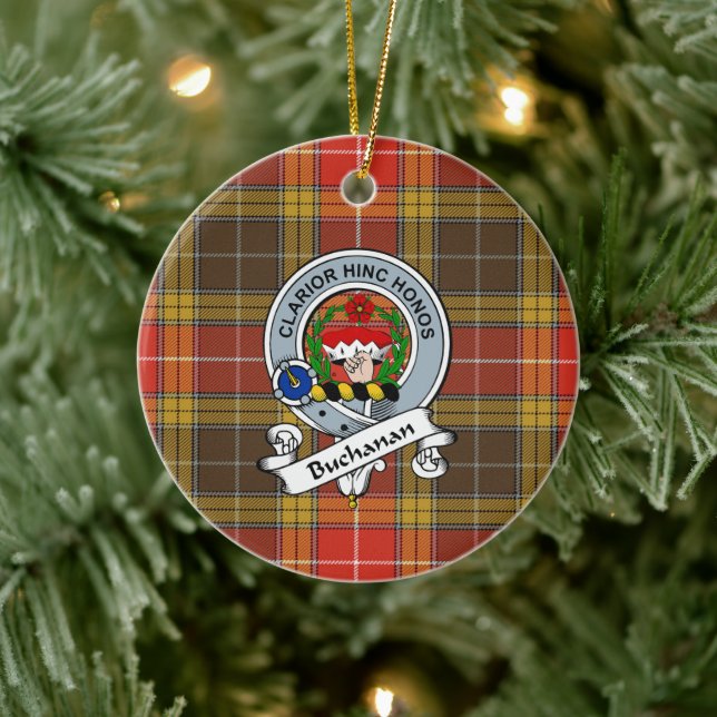 Clan Buchanan Old Set Weathered Abzeichen Tartan K Keramik Ornament (Baum)