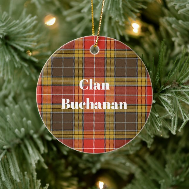 Clan Buchanan Old Set Weathered Tartan Keramik Ornament (Baum)