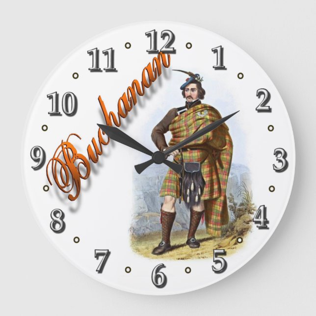 Clan Buchanan Scottish Dream Clock Große Wanduhr (Vorderseite)