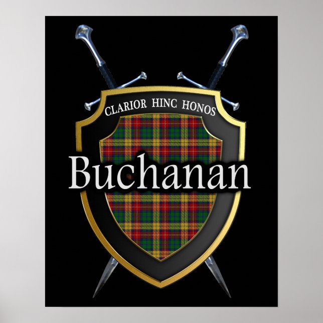 Clan Buchanan Scottish Shield & Schwerter Poster (Vorne)
