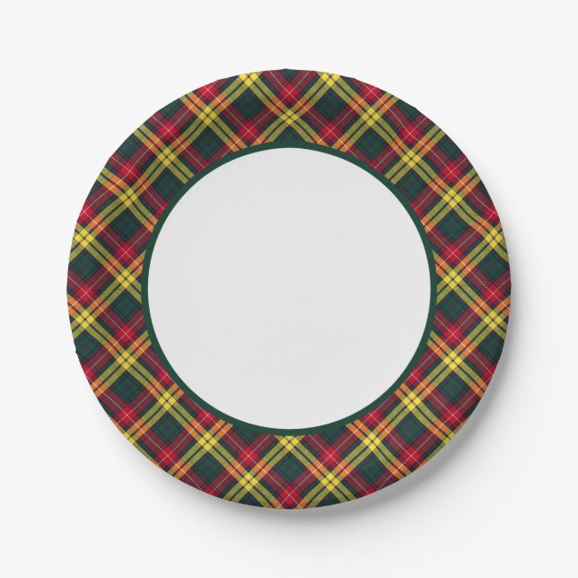 Clan Buchanan Tartan Border Pappteller (Vorderseite)