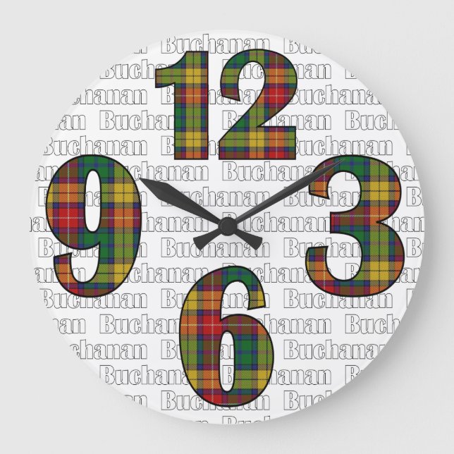 Clan Buchanan Tartan Kariert große Uhr (Vorderseite)