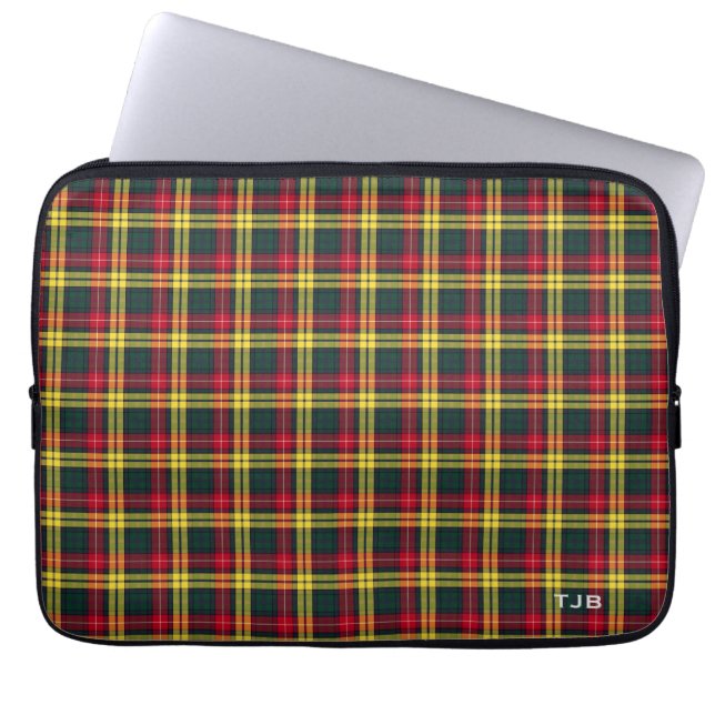 Clan Buchanan Tartan Kariert Monogram Laptopschutzhülle (Vorderseite)
