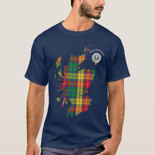 Clan Buchanan Tartan Map & Wappen T-Shirt