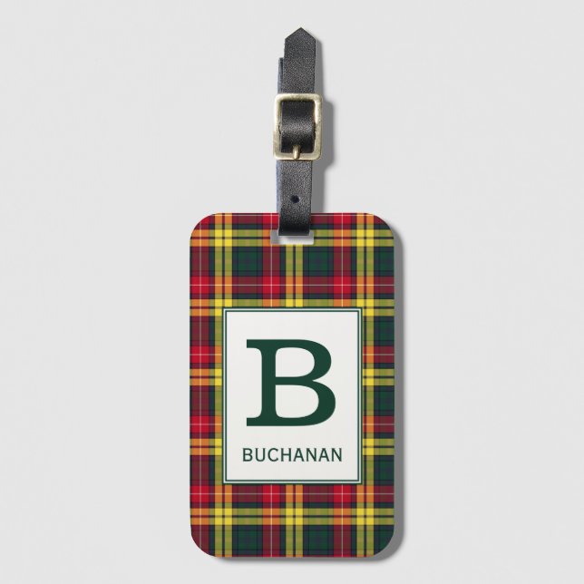 Clan Buchanan Tartan Mit Monogramm Gepäckanhänger (Vorderseite Vertikal)