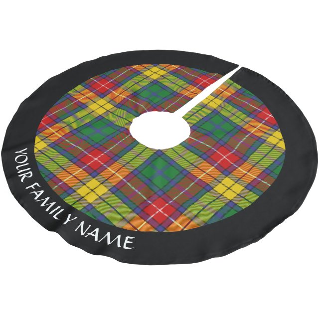 Clan Buchanan Tartan Polyester Weihnachtsbaumdecke (Schrägansicht)