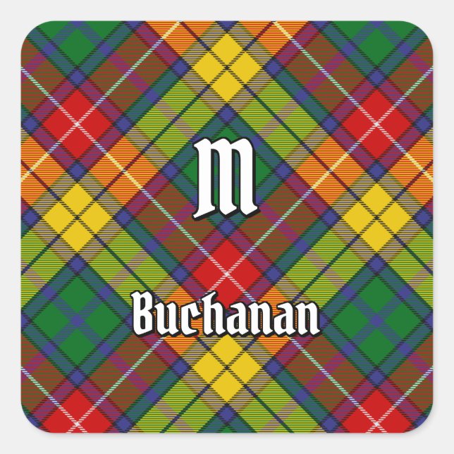 Clan Buchanan Tartan Quadratischer Aufkleber (Vorderseite)
