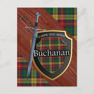 Clan Buchanan Tartan Sword & Shield Postkarte