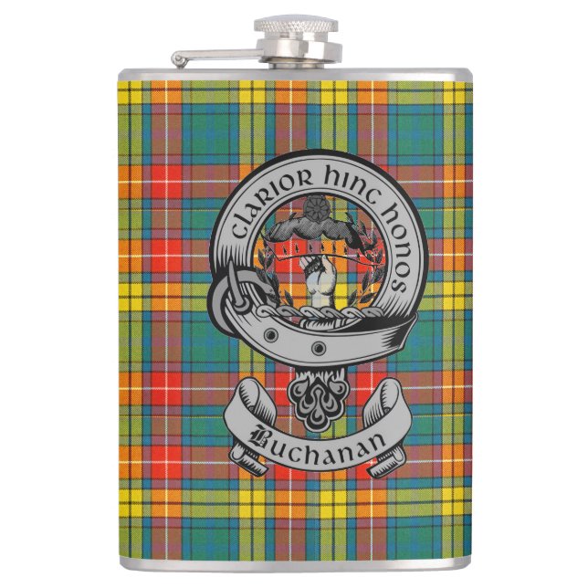 Clan Buchanan Tartan & Wappen Flachmann (Vorderseite)