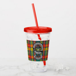 Clan Buchanan Wappen Abzeichen & Tartan Acryltrinkbecher