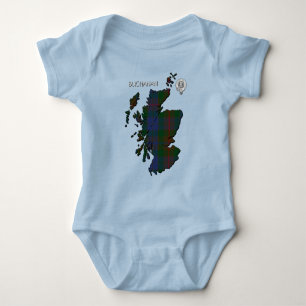 Clan Buchanan Wappen & Jagd Tartan Karte Baby Strampler