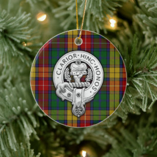 Clan Buchanan Wappen & Tartan Keramik Ornament