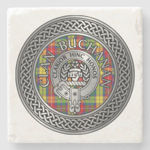 Clan Buchanan Wappen & Tartan Knot Steinuntersetzer