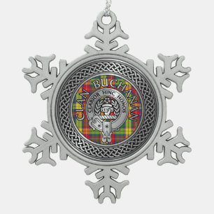 Clan Buchanan Wappen & Tartan Schneeflocken Zinn-Ornament