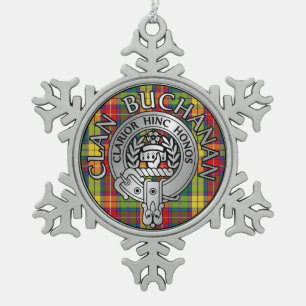 Clan Buchanan Wappen & Tartan Schneeflocken Zinn-Ornament