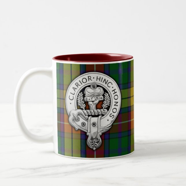 Clan Buchanan Wappen & Tartan Zweifarbige Tasse (Links)