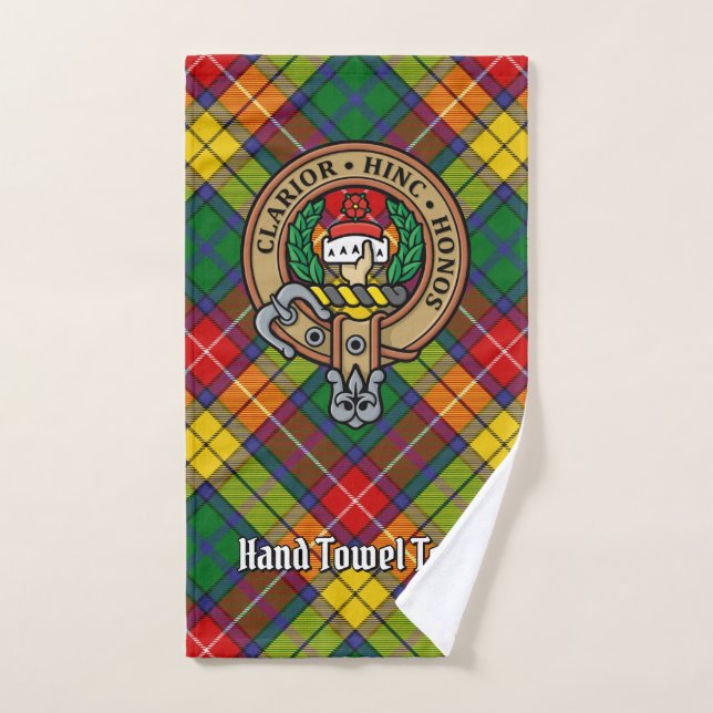 Clan Buchanan Wappen über Tartan Badhandtuch Set (Handtuch)