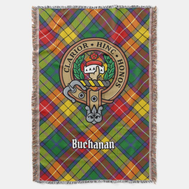 Clan Buchanan Wappen über Tartan Decke (Vorderseite Vertikal)