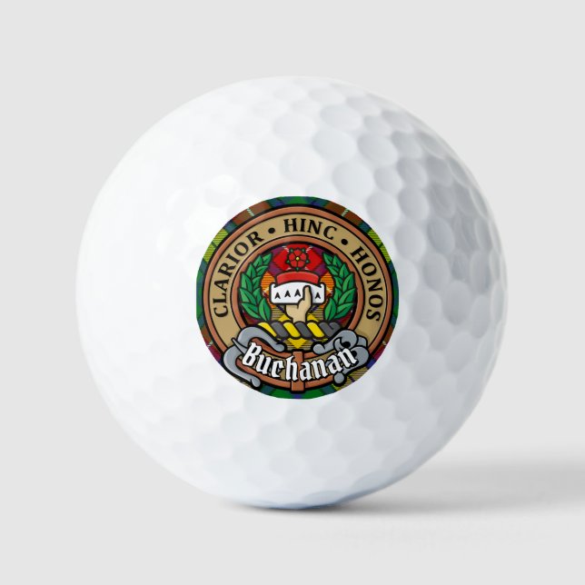 Clan Buchanan Wappen über Tartan Golfball (Vorderseite)