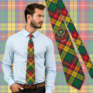 Clan Buchanan Wappen über Tartan Krawatte