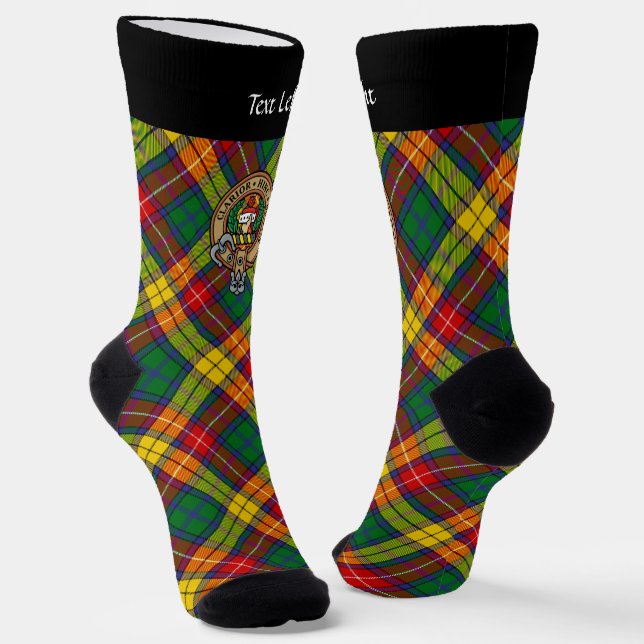 Clan Buchanan Wappen über Tartan Socken (Gewinkelt)