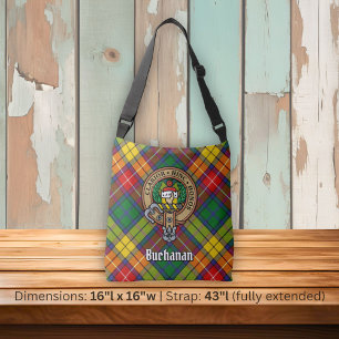 Clan Buchanan Wappen über Tartan Tragetaschen Mit Langen Trägern