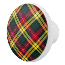 Clan Buchanan Yellow und Green Scottish Kariert Keramikknauf