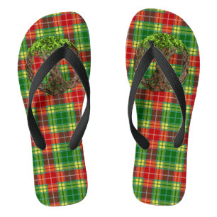 Clan-BuchananTartan und keltischer Baum des Lebens Flip Flops