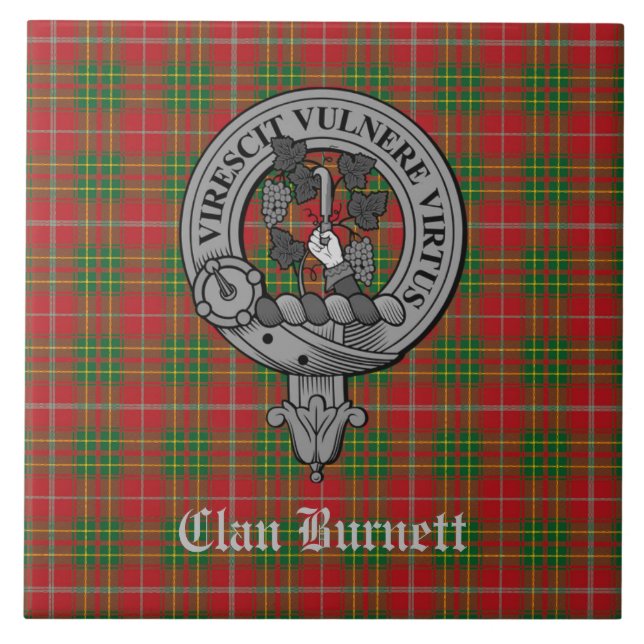Clan Burnett Wappen Abzeichen & Tartan Fliese (Vorderseite)