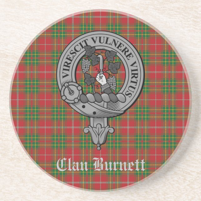 Clan Burnett Wappen Abzeichen & Tartan Getränkeuntersetzer (Vorne)