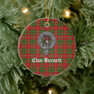 Clan Burnett Wappen Abzeichen & Tartan Keramik Ornament