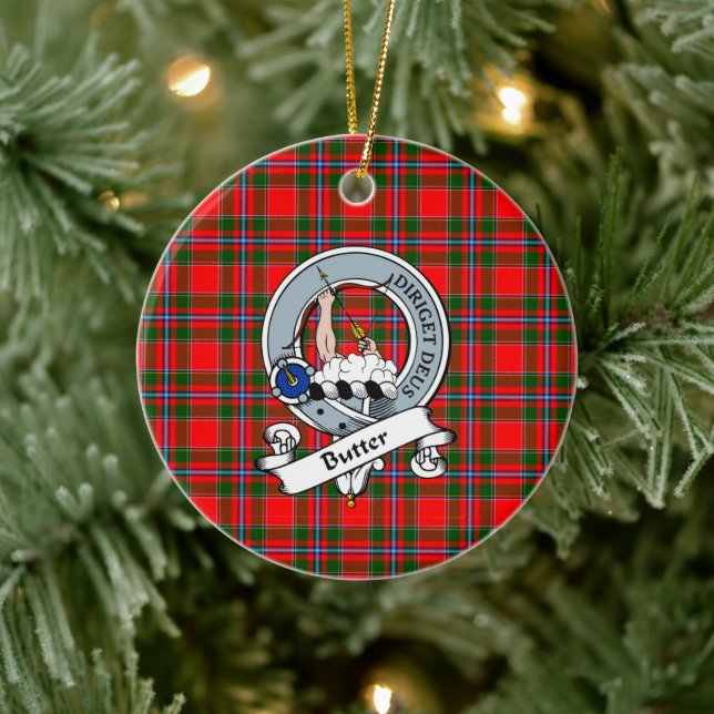 Clan Butter Abzeichen Tartan Kariert Keramik Ornament (Baum)