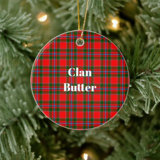 Clan Butter Karo Tartan Keramik Ornament (Baum)