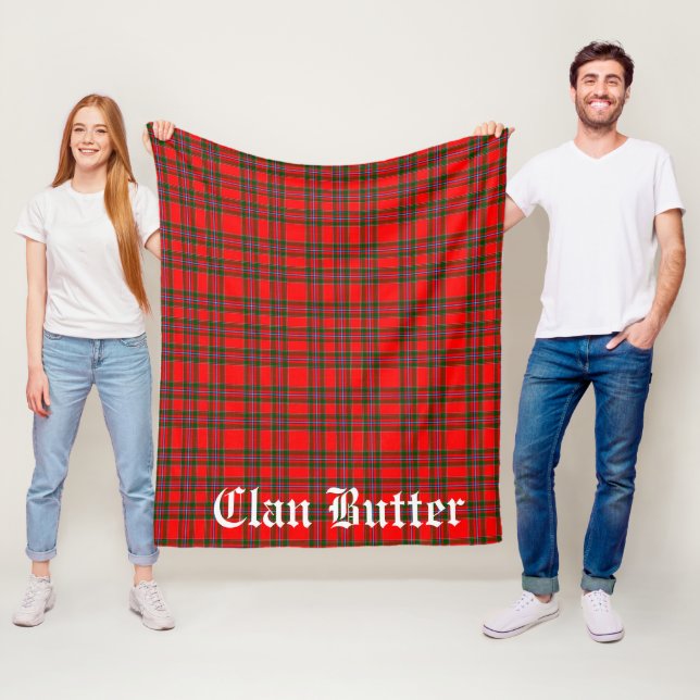 Clan Butter Tartan und benutzerdefinierter Text Fleecedecke (Beispiel)
