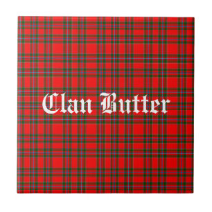 Clan Butter Tartan und benutzerdefinierter Text Fliese