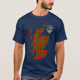 Clan Cameron Tartan Map & Wappen T-Shirt