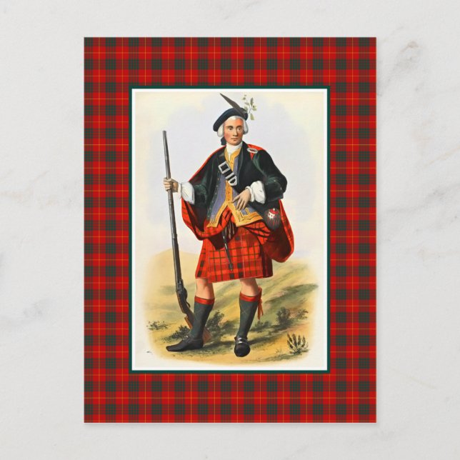 Clan Cameron Vintag Illustration Tartan Frame Postkarte (Vorderseite)