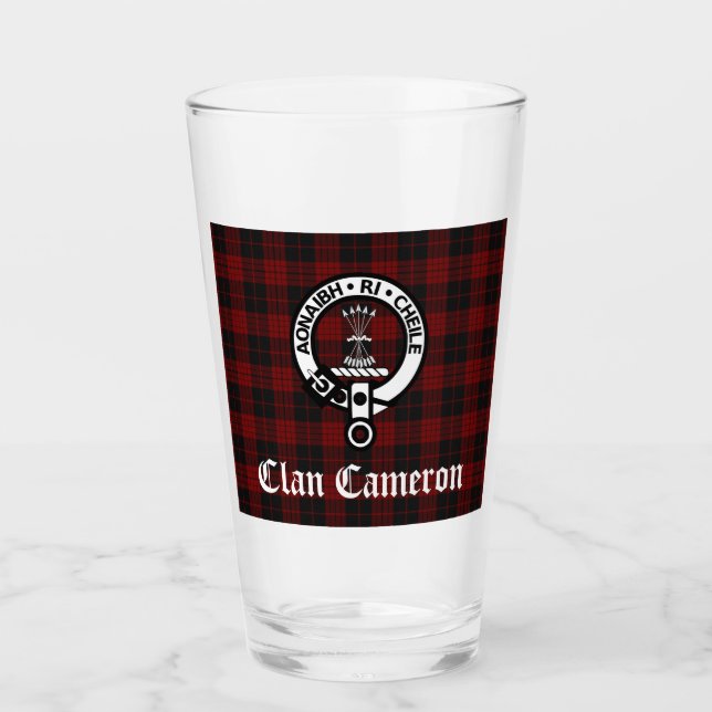 Clan Cameron Wappen Abzeichen & Tartan Glas (Vorderseite)