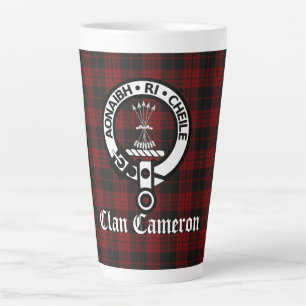 Clan Cameron Wappen Abzeichen & Tartan Milchtasse