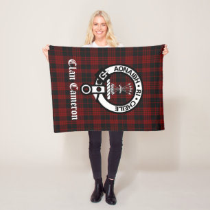 Clan Cameron Wappen Abzeichen und Tartan Fleecedecke