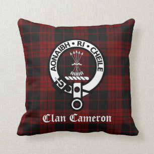 Clan Cameron Wappen Abzeichen und Tartan Kissen