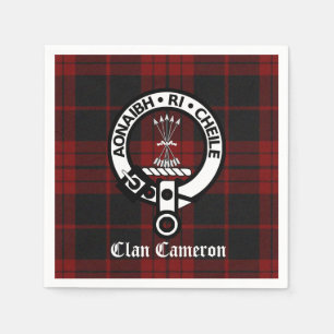 Clan Cameron Wappen Abzeichen und Tartan Serviette