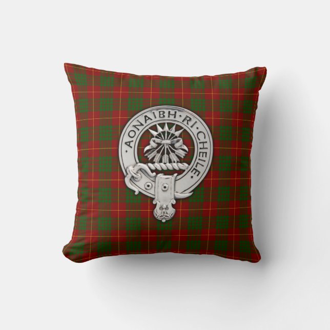 Clan Cameron Wappen & Tartan Kissen (Vorderseite)