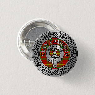 Clan Cameron Wappen & Tartan Knot Button
