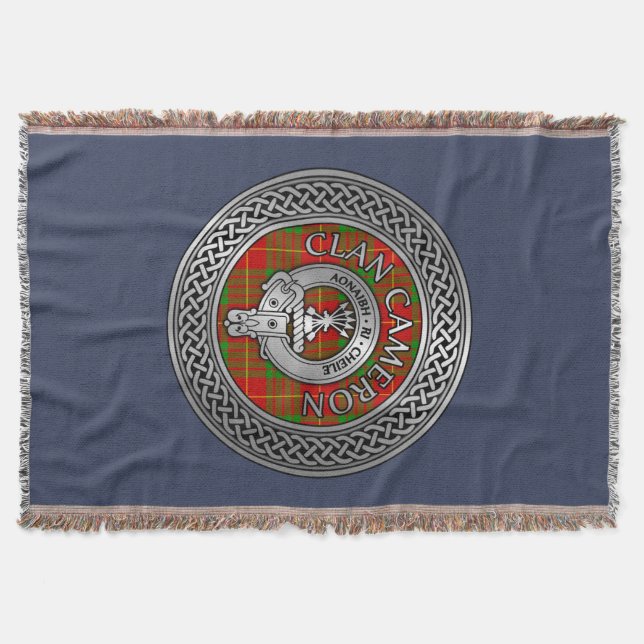 Clan Cameron Wappen & Tartan Knot Throw Blanket Decke (Vorderseite)